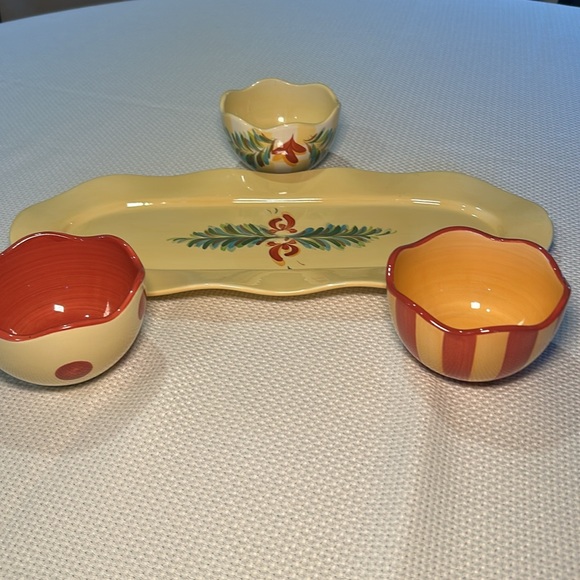 Vintage - SLAH Hand painted tray & tidbit bowls - Gail Pittman Design - Picture 3 of 6
